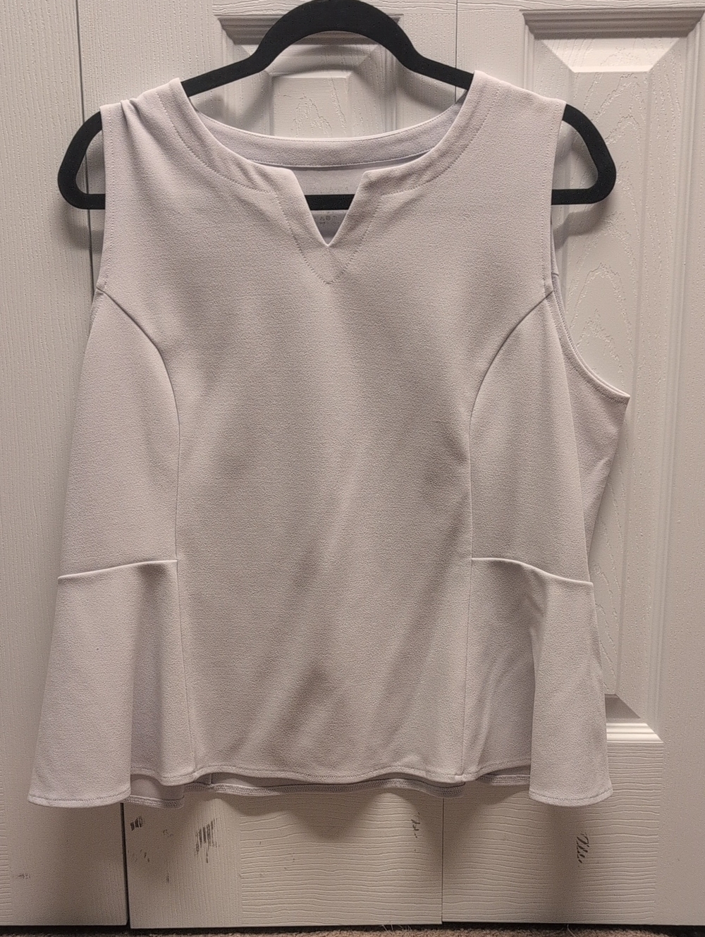 Women's White Notch-Neck Peplum Tank Top